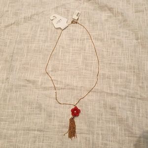 Loft Gold Necklace with Red Flower
